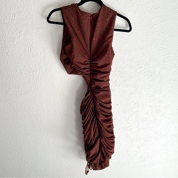 Mistress Rocks Ego Cocoa Mesh Asymmetric Cutout Mini Dress Small - Picture 4 of 8